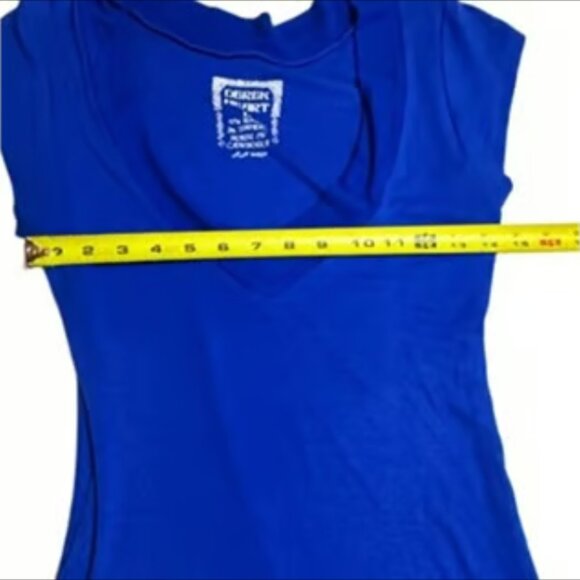 Derek Heart Knit Blue Top V-Neck Sweater Stretchy Short Sleeve Stretchy Large - Picture 8 of 10
